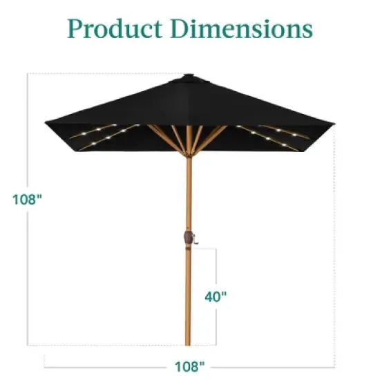 Best Choice Products 9ft Deep Square Solar LED Lighted Patio Umbrella w/ Faux Wood Texture, UV-Resistant image {6}