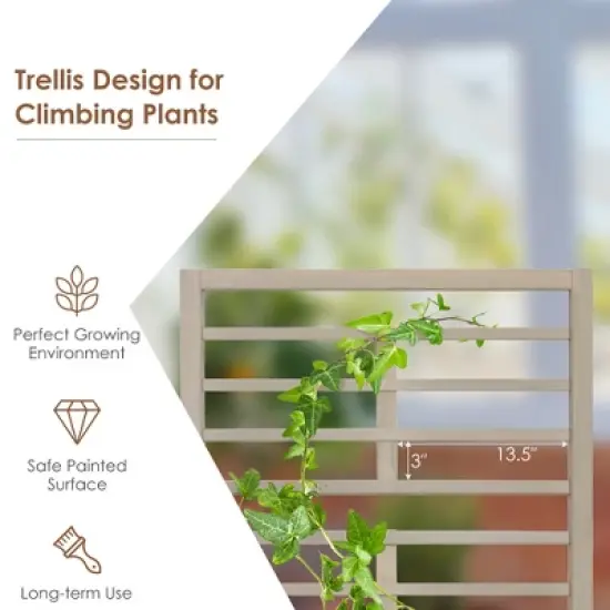 Costway 68in Wood Planter Box with Trellis Raised Garden Bed for Climbing Plants image {4}