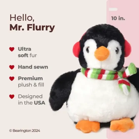 Bearington Mr. Flurry Plush Penguin Stuffed Animal, 10 Inch Christmas Penguin Plush, Ideal Christmas Stuffed Animal Gift for Kids image {5}