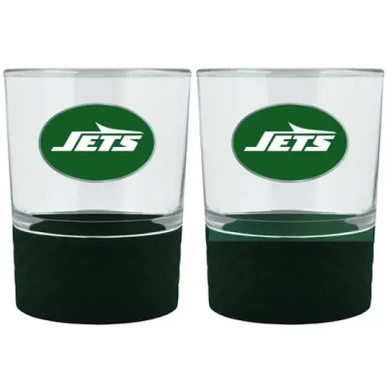 NFL New York Jets 14oz Rocks Glass Set with Silicone Grip - 2pc image {3}