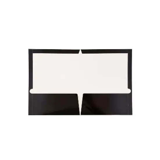 JAM Paper Laminated Two-Pocket Glossy Presentation Folders Black Bulk 25/Pack 385GBLD image {1}