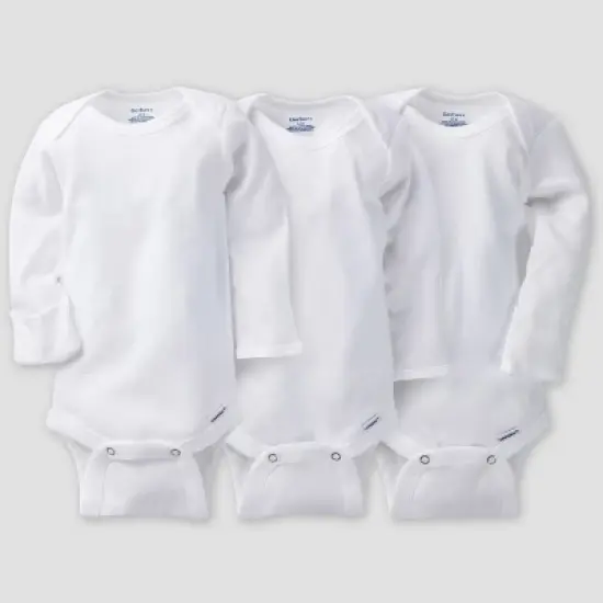 Gerber Baby 3pk Long Sleeve Bodysuit - White image {4}