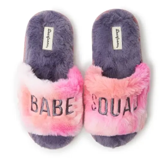 Dearfoams Kid's Lana Slide Slipper with Slogan image {5}