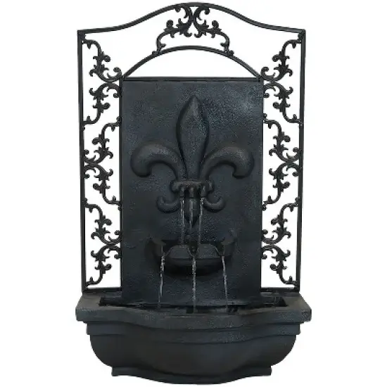 Sunnydaze 33"H Electric Polystone French Lily Design Outdoor Wall-Mount Water Fountain image {9}