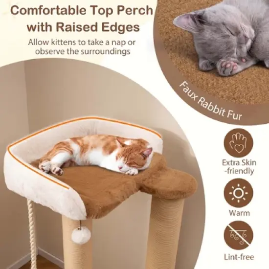 Costway 44" Cat Tree for Indoor with Plush Padded Perch Scratching Posts Jumping Platform image {6}