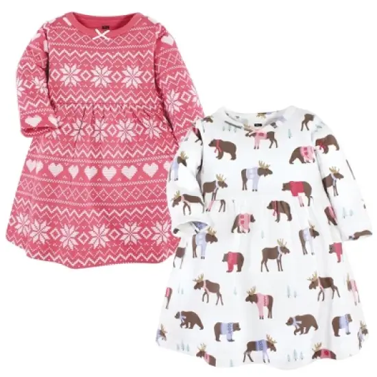 Hudson Baby Infant and Toddler Girl Cotton Dresses, Pink Moose Bear image {8}
