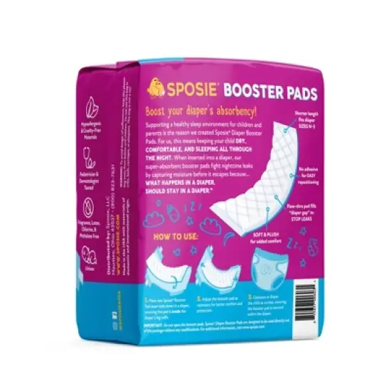 Sposie Booster Pads For Overnight Diaper Leak Protection - 32ct image {1}