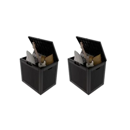 DSVIMOY Deck Boxes, 2-Piece 30 Gal Outdoor Storage Deck Box, Small Patio Storage Bin for Garden Tools image {6}