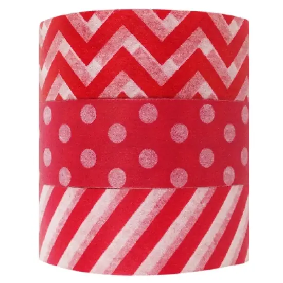 Wrapables Ravishing Red Japanese Washi Masking Tape (Set of 3) image {1}