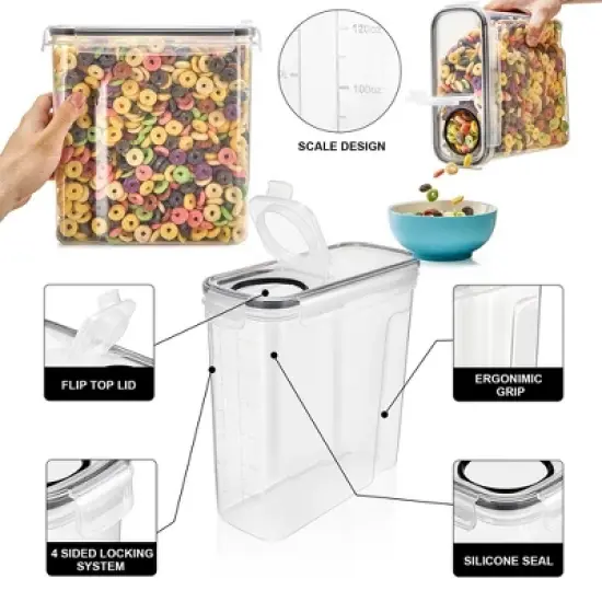 Sorbus Food Dispenser Containers - For Kitchen Organization - Store Pasta, Cereal, Dry Foods, and More -BPA Free (Medium to Large) image {4}