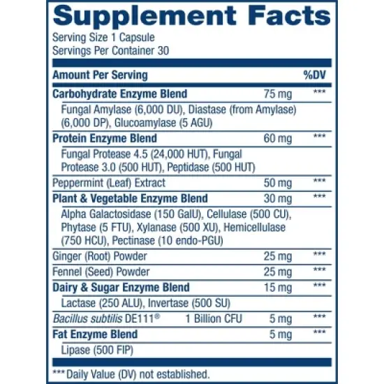 Renew Life Digestive Duo Probiotic + Enzymes; Probiotic Promotes Digestive Health; Non-GMO Project Verified; 30 Vegetarian Capsules* image {4}