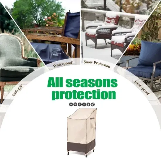 2025 Edition Waterproof Outdoor Patio Stackable Chair Cover - Beige+Coffee image {2}