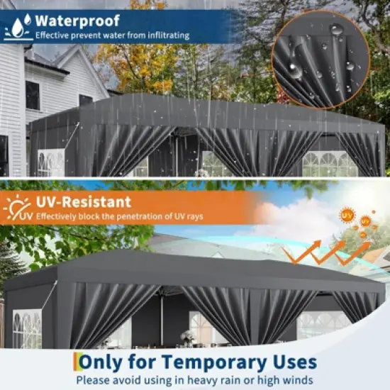 10x20 Heavy Duty Pop Up Canopy Tent with 6 Removable Sidewalls, Easy Up Commercial Canopy Tents for Parties image {2}
