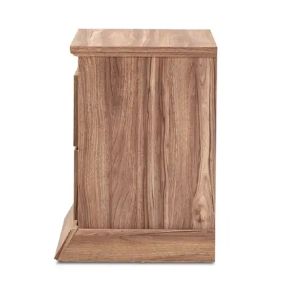 Ryker Oak Finished 2 Drawer Wood Nightstand Brown - Baxton Studio image {5}