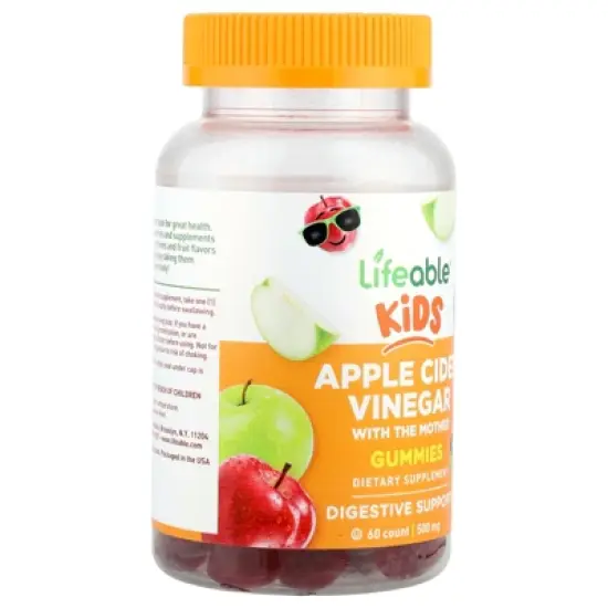 Lifeable Kids, Apple Cider Vinegar With the Mother Gummies, Apple, 60 Gummies image {3}