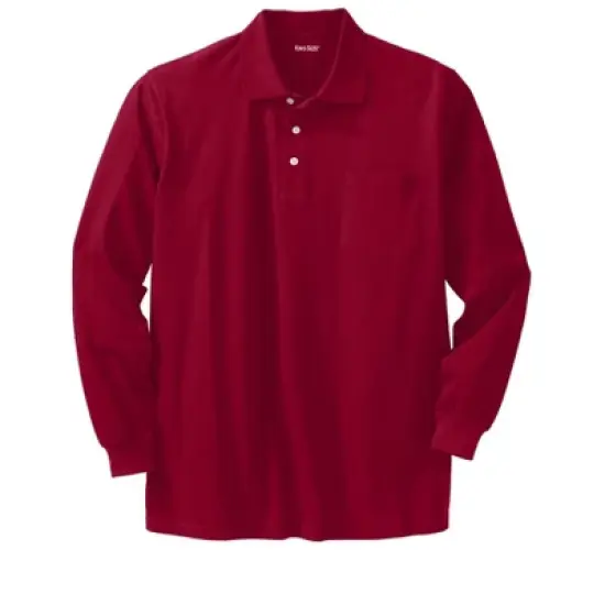 KingSize Men's Big & Tall Long-Sleeve Shrink-Less&trade; Piqu&eacute; Polo image {8}