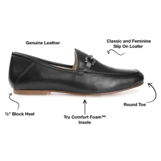 Journee Signature Womens Genuine Leather Giia Loafer Round Toe Slip On Flats image {7}