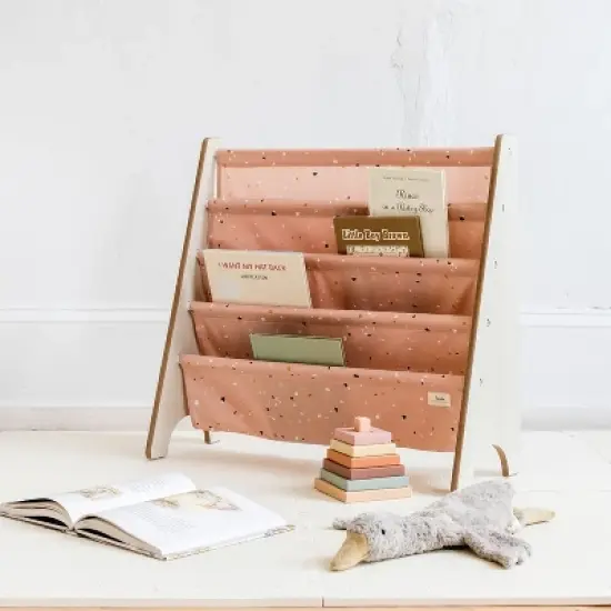 3 Sprouts Recycled Fabric Kids Bookcase, Toddler Bookshelf - Terrazzo Clay image {1}