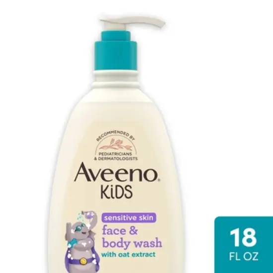 Aveeno Kids Sensitive Skin Face & Body Wash With Oat Extract, Gently Washes Without Drying - 18 fl oz image {6}