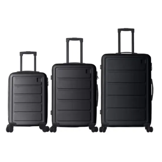 NAYSAYE Luggage ABS Hardshell 3 Piece Spinner Set with Secure Lock and Nested Design for Travel, Black, 19.88"*10.63"*29.92" image {5}
