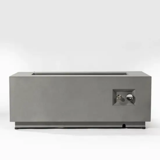 42" Propane Gas Fire Pit Table 2-Pieces, 50000 BTU Rectangular Steel Fire Pit with Glass Wind Guard for Outside Patio Deck Garden Courtyard -Gray image {2}