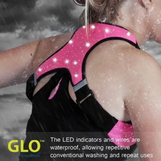 GreatShield GLO Waterproof LED Sport Vest with 2 Front Pockets (Standard Version) - Pink (L - Fits Shoulder Width > 17in) image {2}