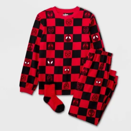 Boys' Marvel Spider-Man 2pc Pajama Set with Socks - Red image {4}