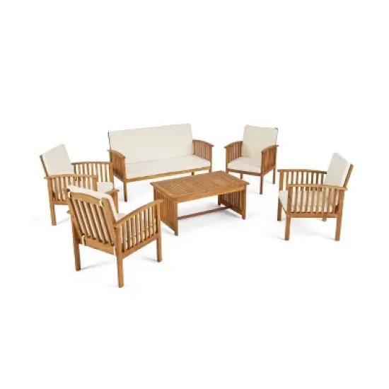 Carolina 6pc Acacia Wood Chat Set - Christopher Knight Home image {1}