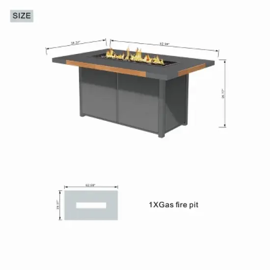 Moda Furnishings 26.77'' H x 62.99'' W Aluminum Propane Outdoor Fire Pit Table with Lid image {3}