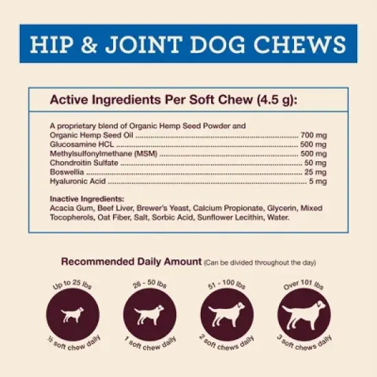Hemp Well Hip & Joint Dog Soft Chews for Comfort and Mobility image {2}