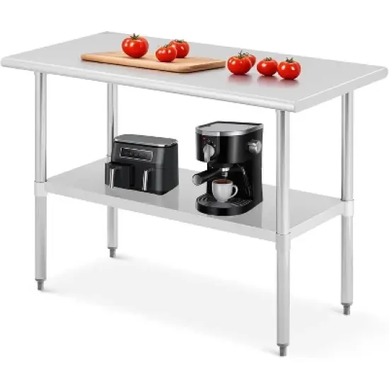 Acekool Stainless Steel Prep Table with Adjustable Shelf, 2-Tier NSF Workbench, Extra Strength Storage Rack for Kitchen Restaurant image {9}
