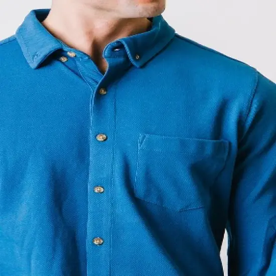 Hope & Henry Mens' Organic Cotton Pique Button Down Shirt image {1}