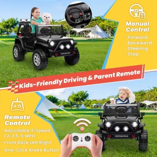 JOYRACER 24V 2-Seater Ride-On Truck for Kids, 4x200W Motors, Electric Toys Car w/ 4 Wheels Spring Suspension, LED, 3 Speeds, Bluetooth Music image {3}