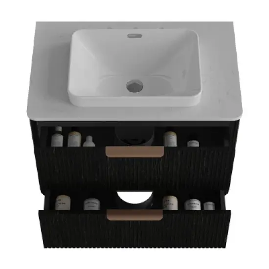 Christopher Knight Home Childe 30" Bathroom Vanity with Ceramic Sink and Double Drawer image {4}