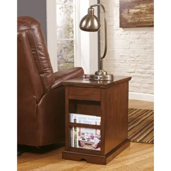 Laflorn Chairside End Side Table with USB Ports and Outlets Medium Brown - Signature Design by Ashley image {4}