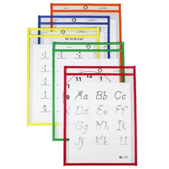 C-Line&reg; Reusable Dry Erase Pockets, Primary Colors, 9 x 12, Pack of 25 image {3}