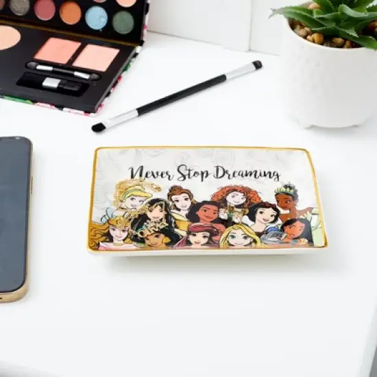Disney Princess Ceramic Rectangular Trinket Tray Jewelry Ring Holder Gift Dish image {2}