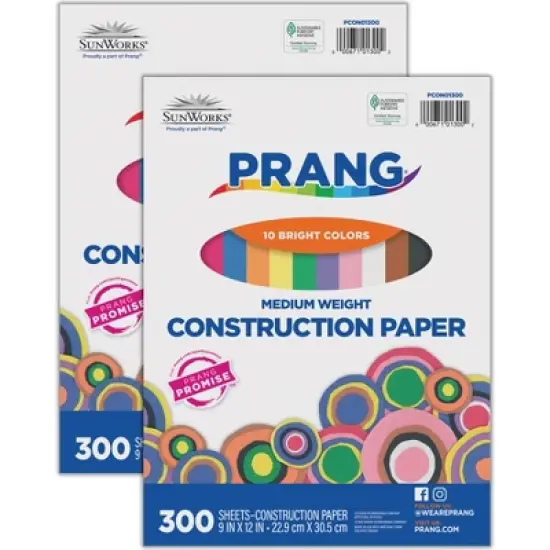 Prang&reg; Construction Paper, 10 Assorted Colors, 9" x 12", 300 Sheets Per Pack, 2 Packs image {5}
