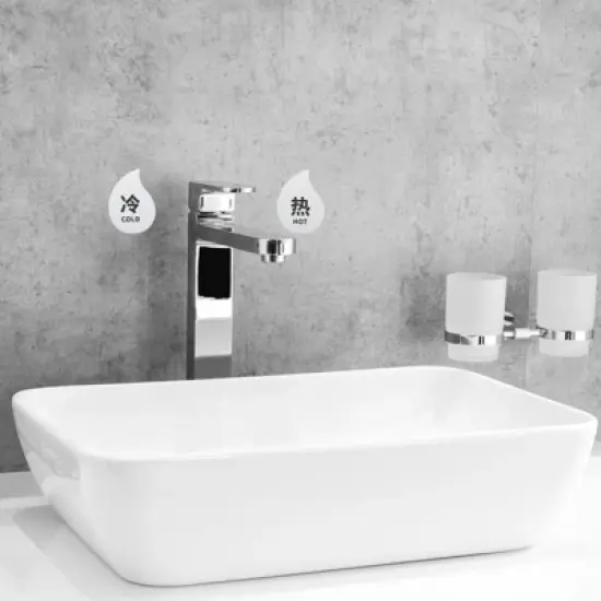 Unique Bargains Acrylic Self-Adhesive Bathroom Hot/Cold Water Label image {3}