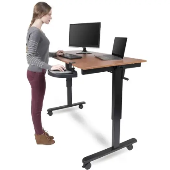 Stand Up Desk Store Clamp On 360 Degrees Swivel Out Mouse Tray With Storage For Desks And Tables Up To 1.5" Thick image {1}