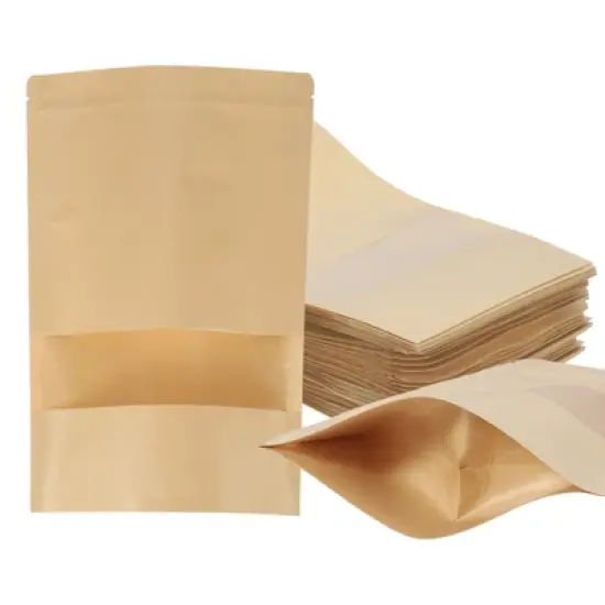 Unique Bargains Kraft Paper Zip Closure Clear Window Food Storage Containers 60 Pcs image {6}