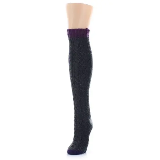 Memoi Two Tone Chunky Knit Knee High Socks image {3}