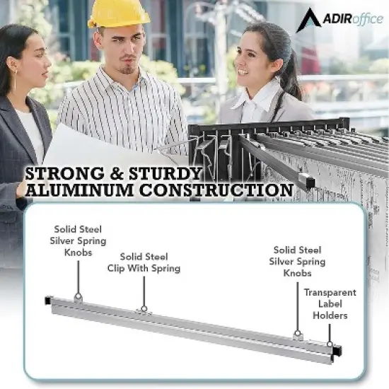 AdirOffice Hanging Blueprint Clamp Holder 26" Silver Aluminum 12/Pack (ADI6026-2) ADI6026--2 image {4}