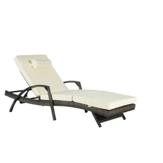 Foldable Wicker Outdoor Patio Chaise Lounge Set Of 2,Outdoor Reclining Lounge Chair Recliner Up To 150&deg; With Cushion And Armrest -Maison Boucle image {4}