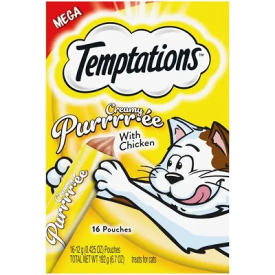 Temptations Creamy Puree with Chicken Lickable Squeezable Adult Cat Treats image {10}