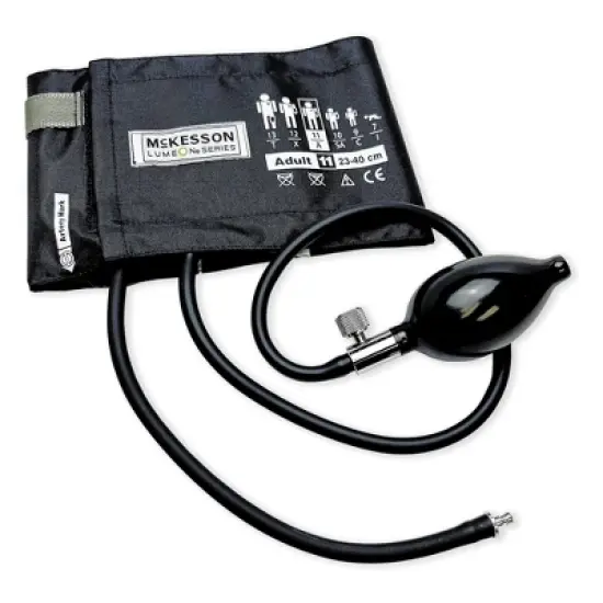 McKesson LUMEON Adult Reusable Blood Pressure Arm Cuff and Bulb Black 1 per Box image {5}