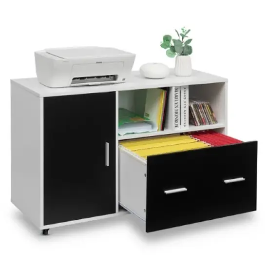 Costway Lateral File Cabinet Mobile Storage Shelves Printer Stand Legal/Letter image {8}