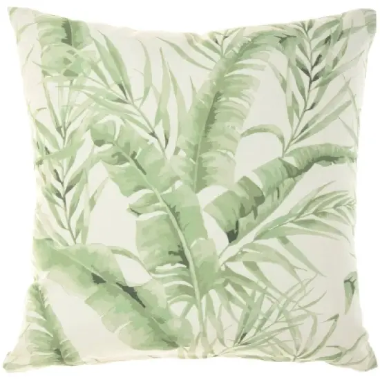 18"x18" Reversible Indoor/Outdoor Banana Leaf and Chevron Print Square Throw Pillow - Mina Victory image {7}