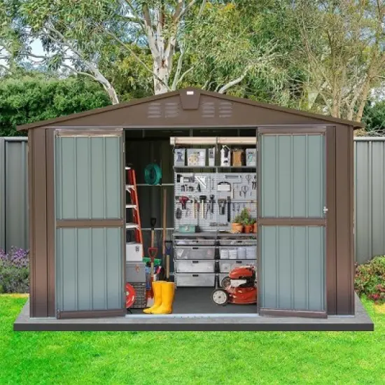 CAVINAS Storage Shed with Lockable Door Weatherproof Galvanized Steel Garden Shed for Backyard, Lawn image {1}