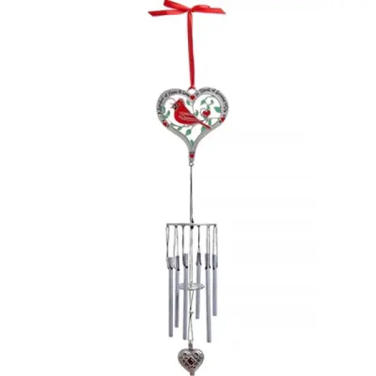 The Lakeside Collection Memorial Cardinal Wind Chime W/Heart Ash Locket image {1}
